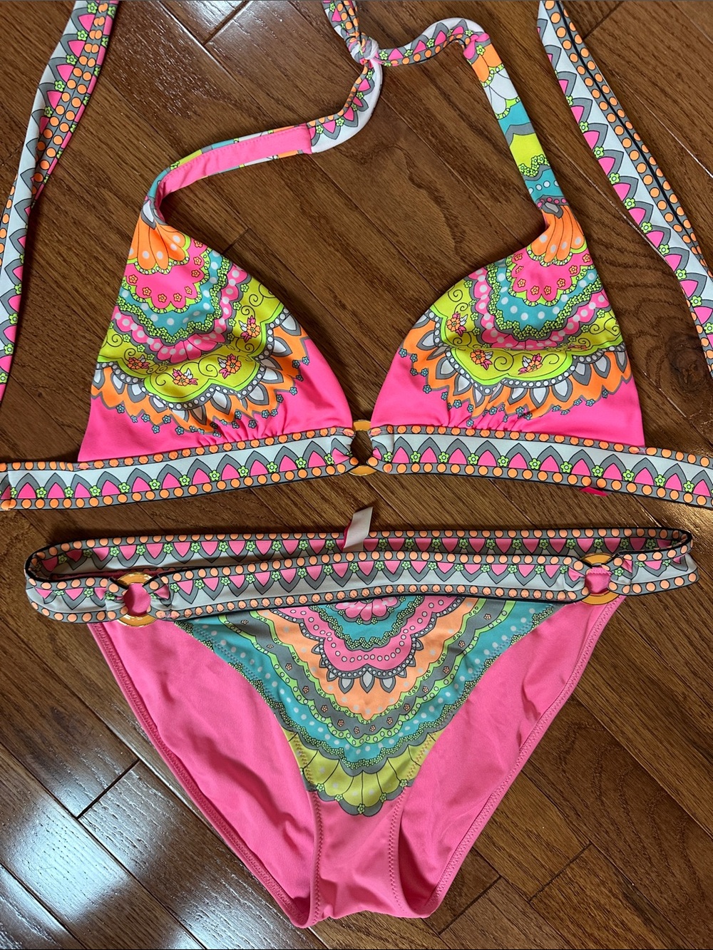 Victoria's Secret Hot Pink & Multi-Color Print Bikini